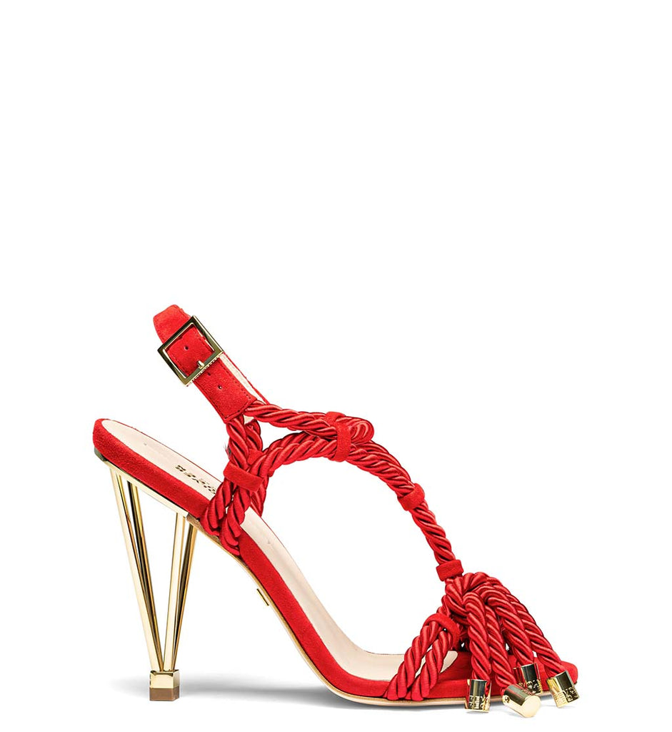 Fire red suede and cotton rope sandals | Room 271 | Revolver Requeen ...